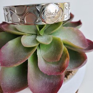Silver Coach Logo Hinged Bangle